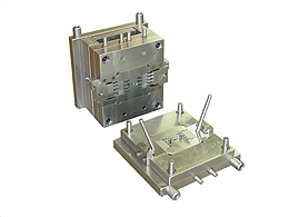 2-cavity-injection-mold-nylon66-GF30%-Bobbin-connector